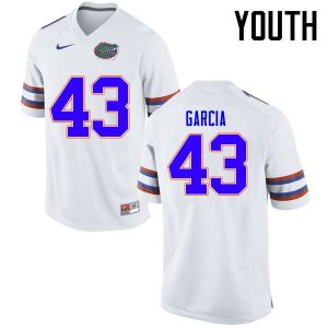 Youth Florida Gators #43 Cristian Garcia NCAA Nike White Authentic Stitched College Football Jersey IJH1862BI